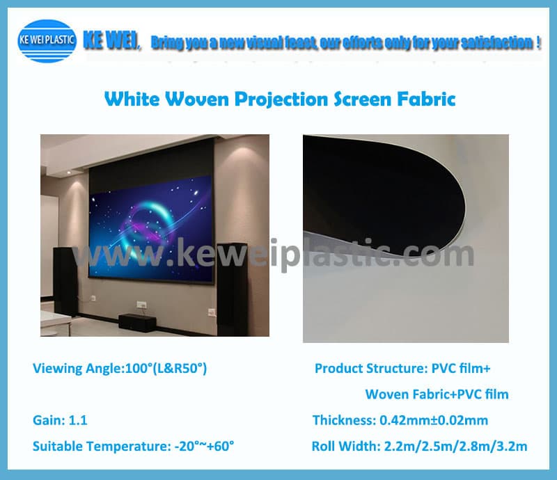 White woven projection sreen fabric